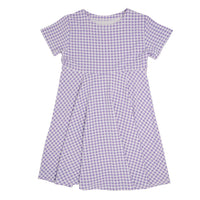 Swirly Girl Short Sleeve Dress - Gingham Purple