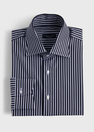 Phineas Cole Stripe Cotton Dress Shirt - Black/White - Dress Shirt