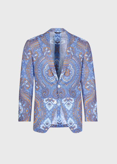 Paisley Linen Jacket - Blue/Orange - Blazer