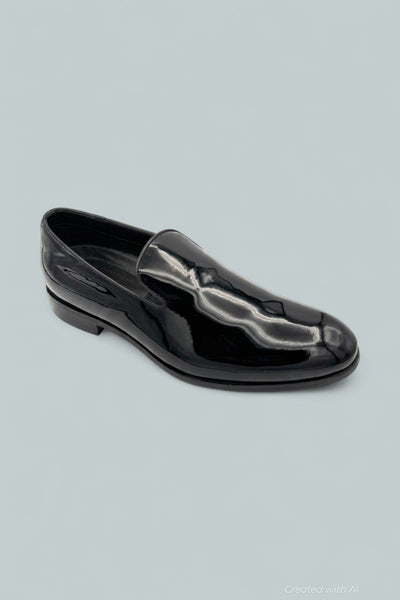 Patent Leather Slip On Dress Shoes - Black Pate - Loafers
