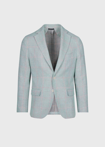 Phineas Cole Faded Windowpane Jacket - Seafoam - Blazer