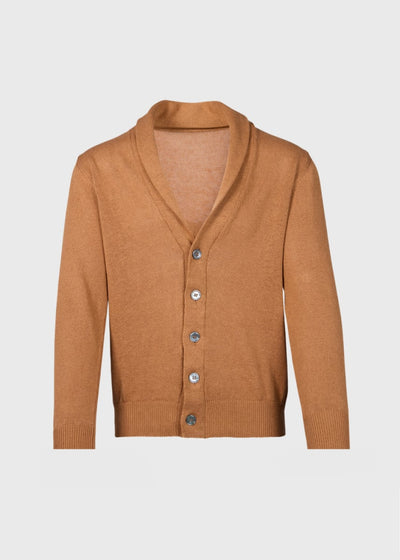 Phineas Cole Linen & Cotton Cardigan - Brown Sugar - M (40) - Cardigan