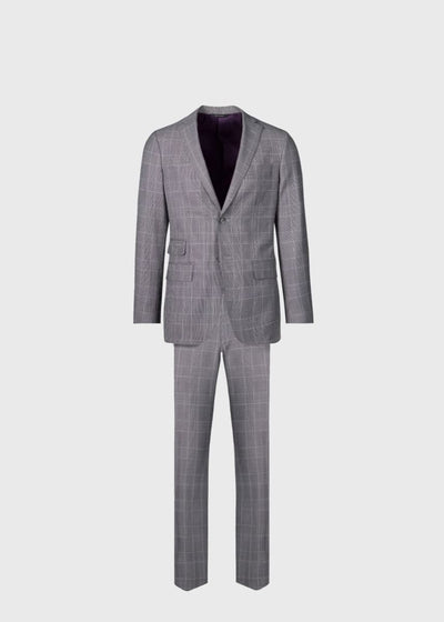 Phineas Cole Super 120s Wool Plaid Suit - Grey - 42 (Long) - Suit