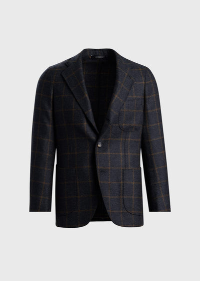 Phineas Cole Tweed Windowpane Jacket - Grey - 44 - Blazer