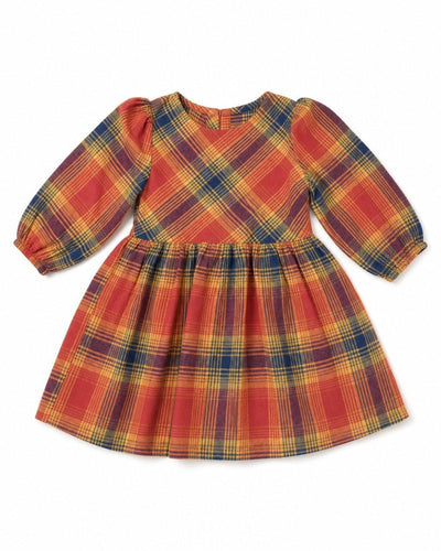 Phoebe Dress - Orange Winter Plaid - Dresses