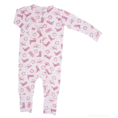 Pink Western Boots Convertible Romper - Gwen - Romper