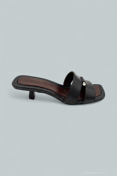 Piper Kitten Heel Slides - Black - US 8.5 / EU 39 - Sandals