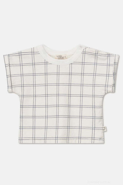 Plaid crepe baby t-shirt - Ivory - T-shirt