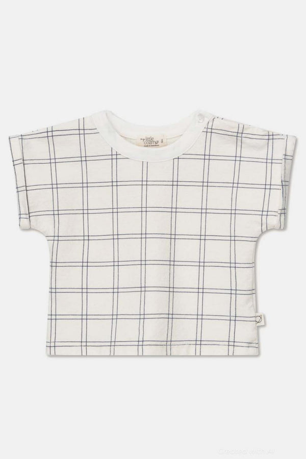 Plaid crepe baby t-shirt - Ivory - T-shirt