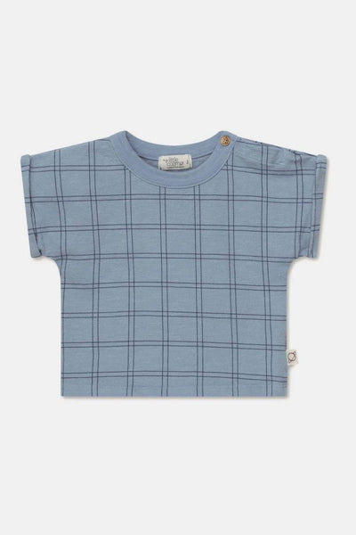 Plaid crepe baby t-shirt - Sky blue - T-shirt