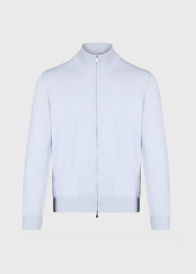 Cotton Double Zip Cardigan - Silver - Cardigan
