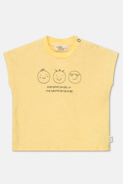 Print slub baby t-shirt smiles - Yellow - t-shirt - baby