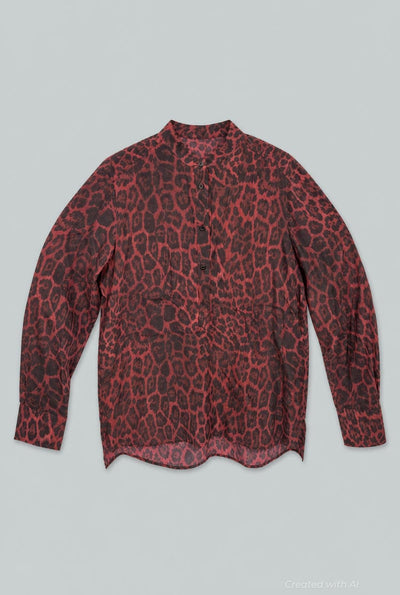 Printed Organic Silk Blouse - Berry - Blouse