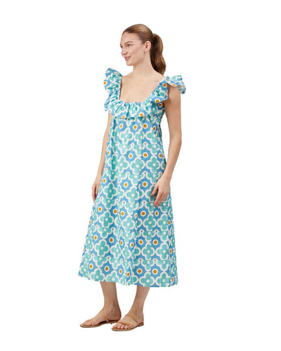 Grace Dress - Aqua Mosaic