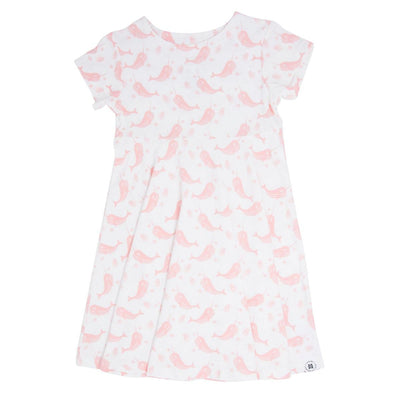 Swirly Girl Short Sleeve Dress - Narwhal Pink