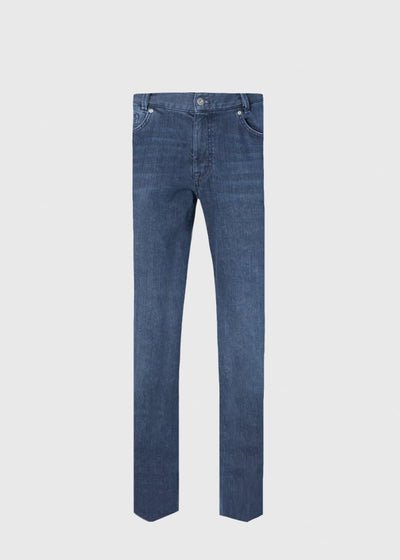 Five Pocket Cotton and Cashmere Denim Pant - Indigo