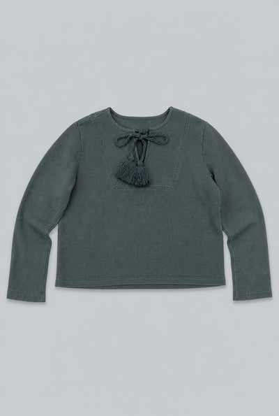 Tassel Tie Sweatshirt - Dark Green