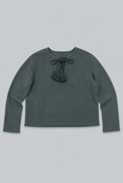 Tassel Tie Sweatshirt - Dark Green