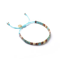 Tila Beads Adjustable Bracelet, Turquoise tone - Turquoise blue, gold