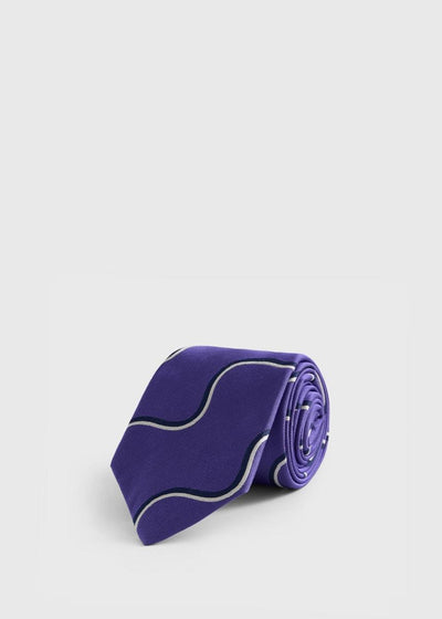 Silk Deco Wave Tie - Lavender