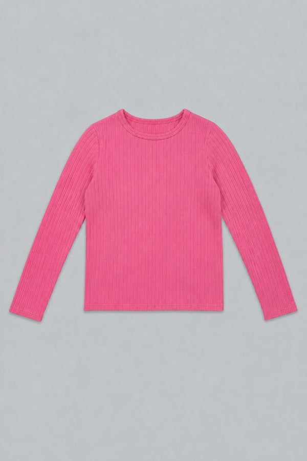 Ribbed Long Sleeve Tee - Pink