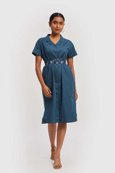 Midi Shirt Dress - Poplin Blue