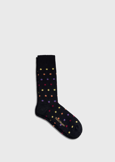 Crew Chunky Colorful Dot Sock - Black