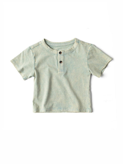 Jersey Henley Tee - Green Wash - T-shirt