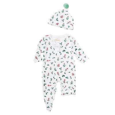 Baby Onesie & Hat - Jolly Hollies - 0-3 Months - Pajamas