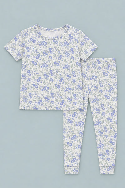 Big Kid Pajama Short Sleeve - Vintage Flower Purple
