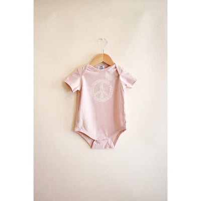 Peace Floral Organic Cotton Baby Bodysuit - Rose Dust