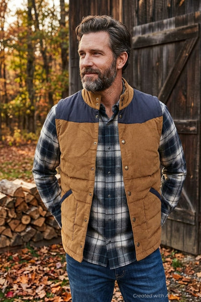 Reese Quilted Cord Vest - Tobacco Brown - Vest