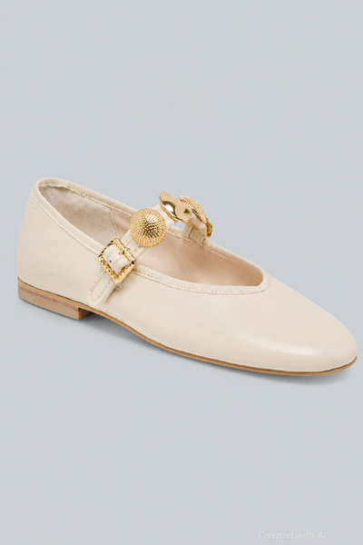 Relan Leather Ballet Flats - Off White Leather - 8MUS - Flats