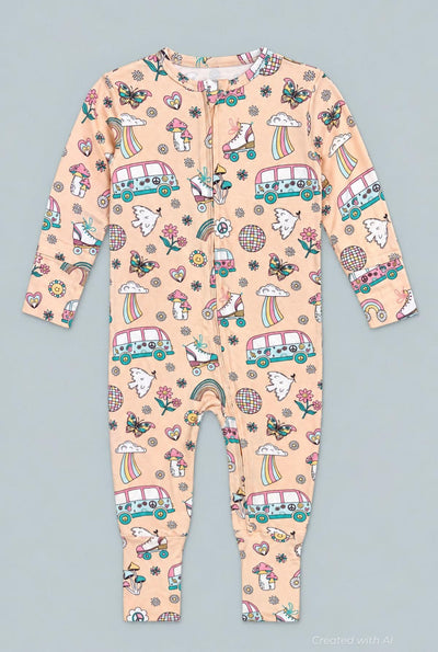 Retro Roller Skates Convertible Romper - Groovy Skates - Romper