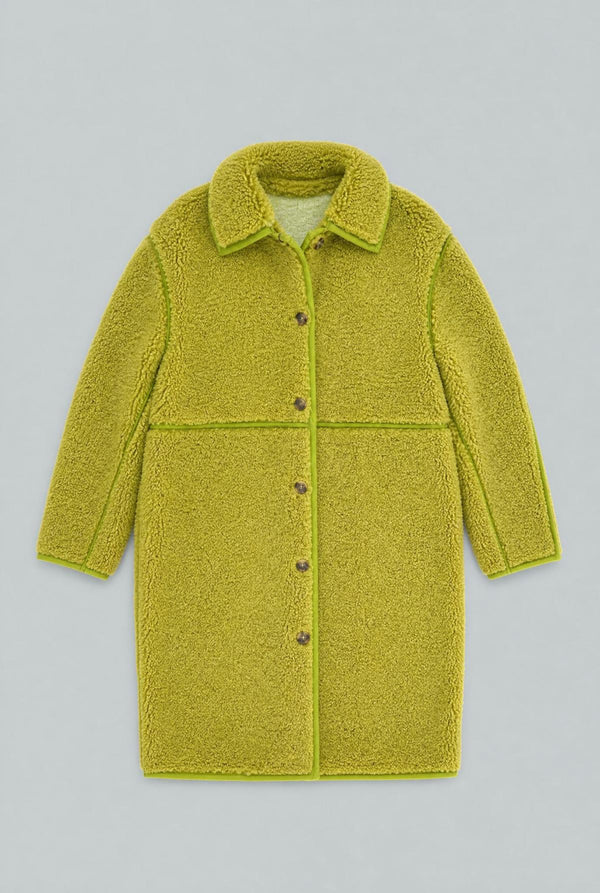Reversible Faux Shearling Coat - Chartreuse - Coat