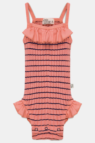 Rib stripe baby romper - Coral - 6M - Bodysuit