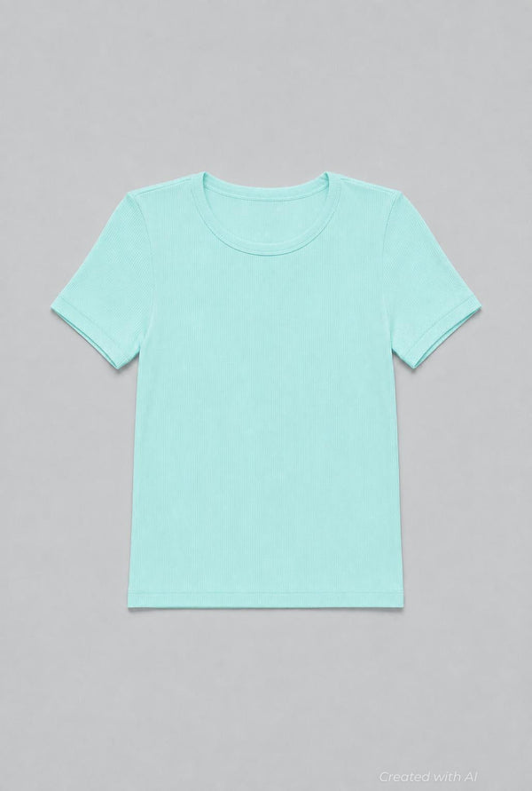 Ribbed Tee - Mint - T-shirt