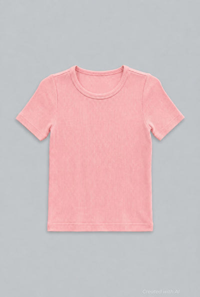Ribbed Tee - Pink - T-shirt