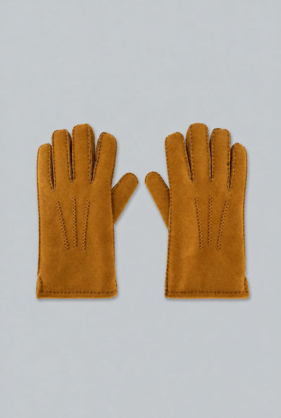 Suede Saddle Stitch Glove - Gold
