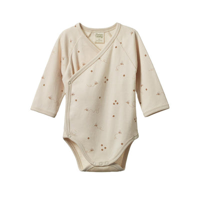 Long Sleeve Kimono Bodysuit - Bumble Bee Print