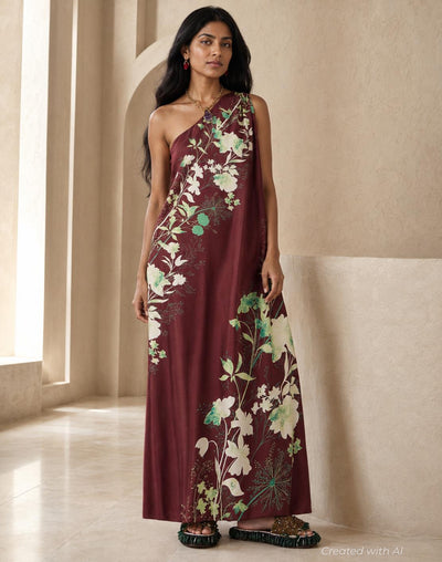 Roy Dress - Woodland Placée Burgundy - XXL - Dresses