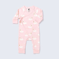 Kimono Tie One-Piece - Royal Swans