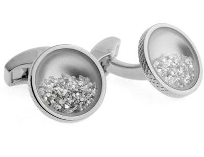 Rt Diamond Dust In Rhodium - Clear - One Size - Cufflinks