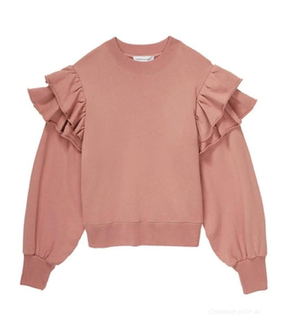 Ruffle Sweatshirt - Clay - Sweatshirt