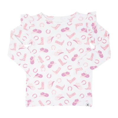 Ruffle Top - Cowgirl Boots - Shirt