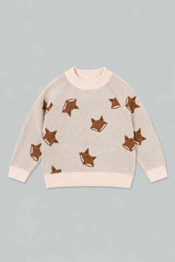 Organic Fox Knit Sweater - Pale Pink