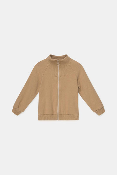 Organic knit jacket - Camel - Zip-up Sweatshirt