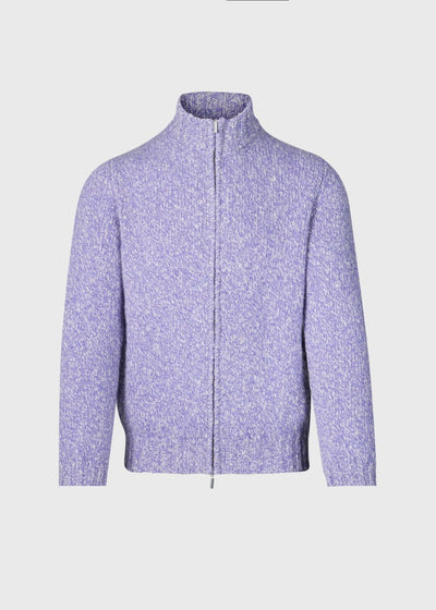 Wool & Cashmere Marled Zip Cardigan - Purple