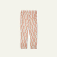 Checkered Linen Kid Pants - Natural/misty Rose
