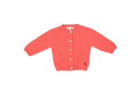 Classic Crew Neck Cardigan - Coral Pink